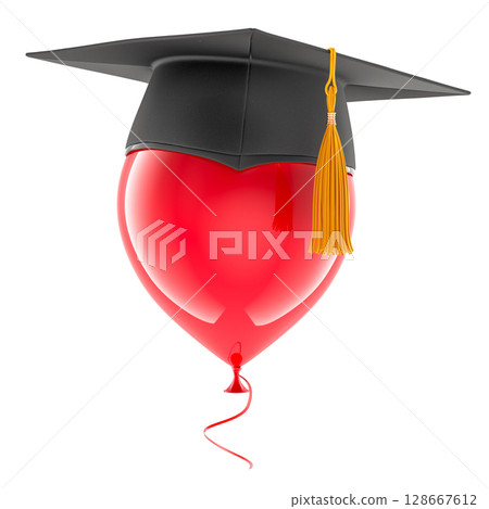 Balloon with Graduation cap. 3D rendering 128667612