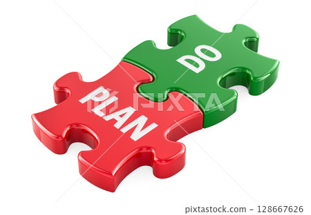 Plan and Do, puzzle pieces. 3D rendering Plan and Do, puzzle pieces. 3D rendering 128667626