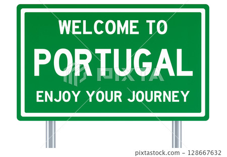 Welcome to Portugal, road sign. 3D rendering 128667632