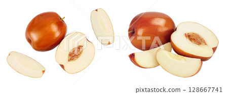 jujube or chinese date isolated on white background . Top view. Flat lay 128667741