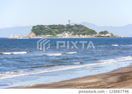 View of Enoshima from Shichirigahama, Shonan 128667746