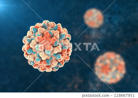 Tomato bushy stunt viruses, 3D illustration. 128667951