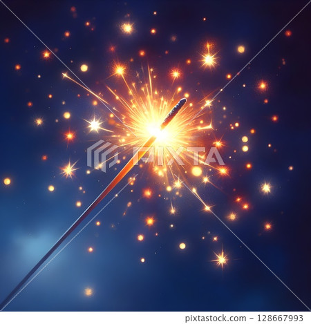 Beautiful hand-held fireworks that shine at night 128667993