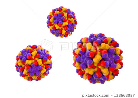 Tomato bushy stunt viruses, 3D illustration. 128668087