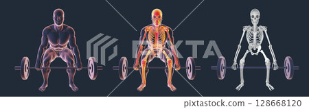 A man lifting a barbell, 3d illustration A man lifting a barbell, 3d illustration 128668120