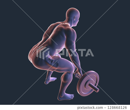 A man lifting a barbell, 3d illustration A man lifting a barbell, 3d illustration 128668126