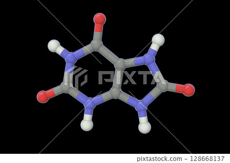 Uric acid molecule, illustration Uric acid molecule, illustration 128668137
