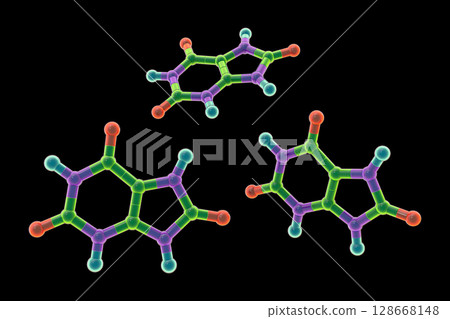 Uric acid molecule, illustration Uric acid molecule, illustration 128668148