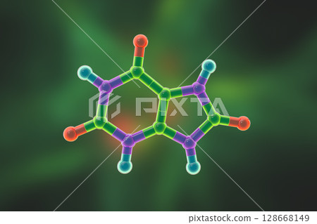 Uric acid molecule, illustration Uric acid molecule, illustration 128668149