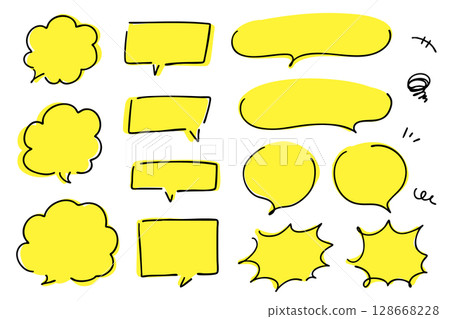 Handwritten speech bubble set Manga symbol Vector Handwritten speech bubble set Manga symbol Vector 128668228