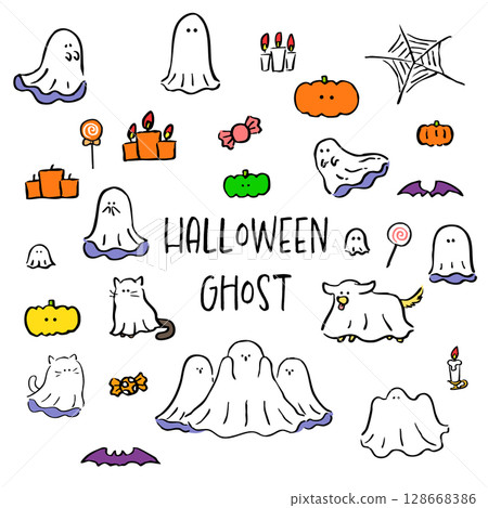 萬聖節床單鬼插圖 萬聖節床單鬼插圖 128668386