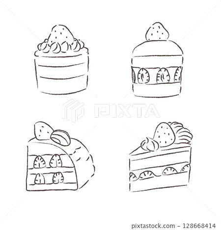 手繪蛋糕線圖 128668414