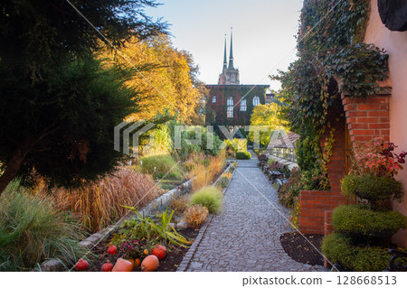 beautiful architecture of cathedrals and churches in Wroclaw 128668513