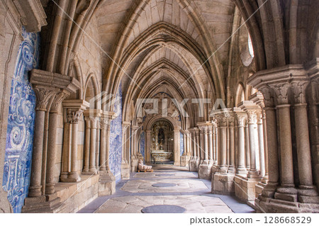 interior with blue drawings in the church Igreja do Carmo in portugal 128668529