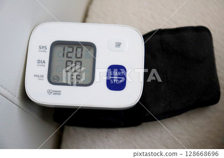blood pressure on a modern kitchen table 128668696