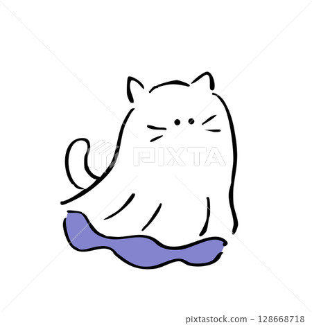 床單上的貓鬼的簡單插圖 128668718