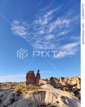 beautiful mountain scenery in the city Cappadocia in Turkey 128668737