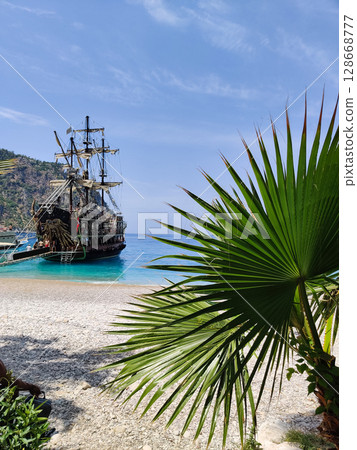 a beautiful ship is sailing in the blue sea jn Turkey Valley of Butterflies a beautiful ship is sailing in the blue sea jn Turkey Valley of Butterflies 128668777