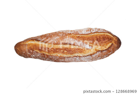 Fresh long loaf isolated on a white background Fresh long loaf isolated on a white background 128668969