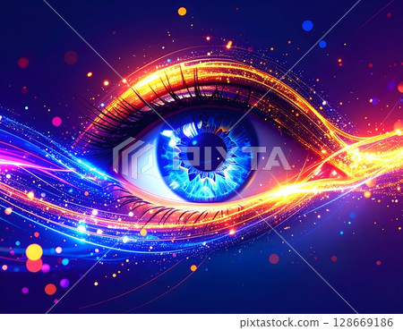 Futuristic Neon Letters Close-Up. Abstract Artificial Intelligence Concept Illustration 128669186