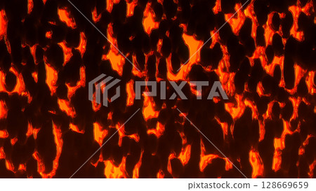 Molten abstract lava background with glowing red-hot texture and organic shapes. Perfect for dramatic or energetic design themes, gaming, or sci-fi elements. Molten abstract lava background with glowing red-hot texture and organic shapes. Perfect for dramatic or energetic design themes, gaming, or sci-fi elements. 128669659