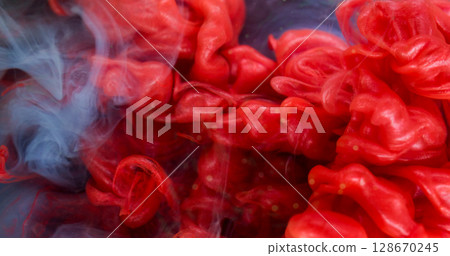 Vapor texture. Ink water. Blur blue red color swirling fog flow liquid spreading on abstract creative fume art creative background. Vapor texture. Ink water. Blur blue red color swirling fog flow liquid spreading on abstract creative fume art creative background. 128670245