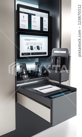 A display case with a drawer 128670312