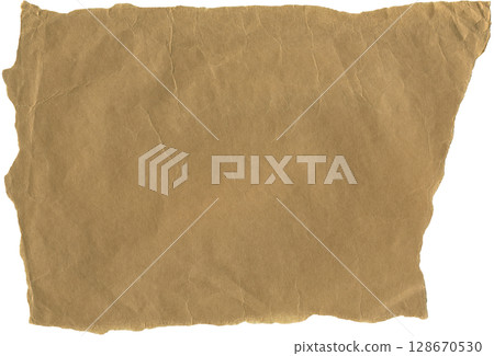 Brown kraft paper ripped piece for background, vintage album decoration, collages, scrapbooking, DIY projects 128670530