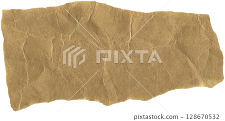 Crumpled kraft paper piece for handmade card, paper craft, scrapbooking, packaging gifts 128670532