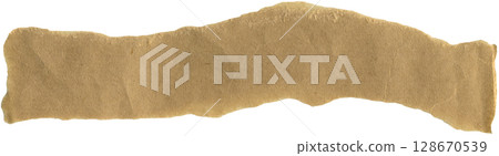Brown kraft ripped piece. Wrinkled kraft paper sheet for background, packaging, gift wrapping, and creative crafting projects 128670539