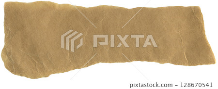 Brown crumpled wrinkled kraft paper. For packaging, gift wrapping, and creative crafting projects 128670541