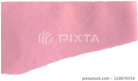 Pink paper piece with wrinkles and torn edge. Realistic paper sheet with crumpled effect. Pale pink blank sheet with crease and rough border Pink paper piece with wrinkles and torn edge. Realistic paper sheet with crumpled effect. Pale pink blank sheet with crease and rough border 128670558