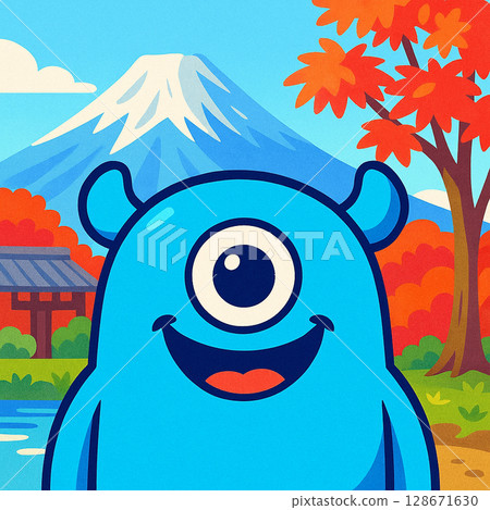 波普藝術 富士山 楓樹 128671630