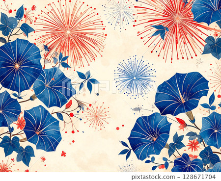 水彩煙火背景 128671704