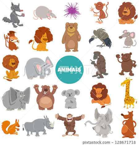 happy cartoon wild animal characters big set happy cartoon wild animal characters big set 128671718