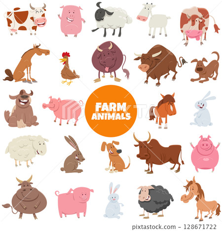 cartoon funny farm animal characters big set 128671722