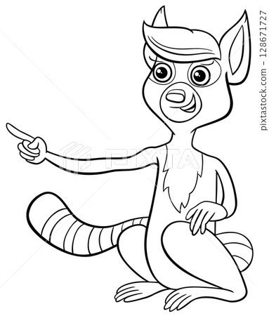 cartoon lemur primate animal character pointing something coloring page cartoon lemur primate animal character pointing something coloring page 128671727
