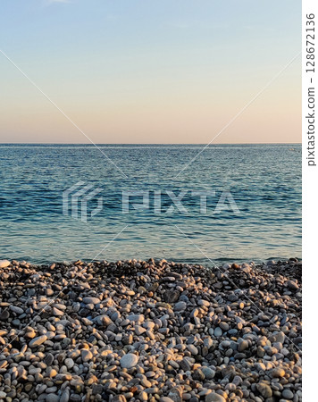 beautiful landscape of a sandy beach on the sea 128672136
