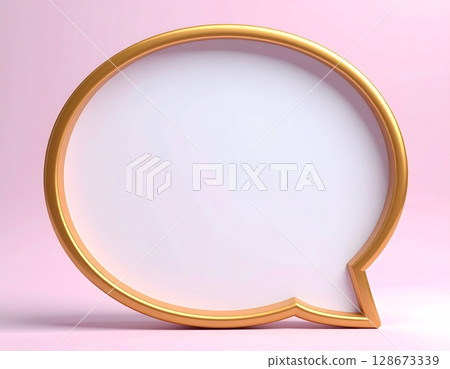 Elegant Minimalist Speech Bubble on Neutral Background Elegant Minimalist Speech Bubble on Neutral Background 128673339
