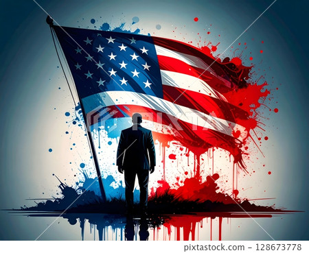Abstract American Flag Background 128673778
