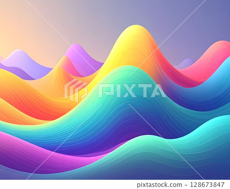 Abstract Gradient Particle Waves with Rainbow Digital Effects 128673847
