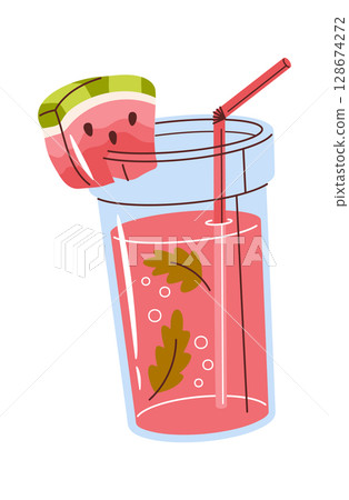 Watermelon juice glass portion design Watermelon juice glass portion design 128674272