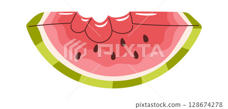 Bitten watermelon piece design element 128674278