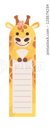 Adorable giraffe animal striped bookmark 128674284
