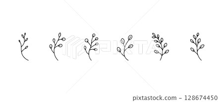 Isolated Leaf Motif. Isolated Leaf Motif presents a minimal hand-drawn leaf perfect for clean, modern, and delicate nature themes. 128674450