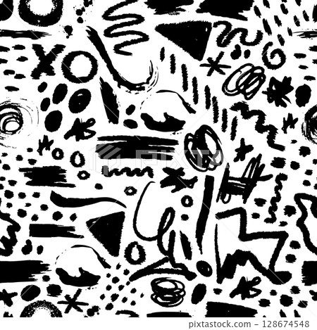 Seamless background hand made strokes. Not AI, Vector illustration Seamless background hand made strokes. Not AI, Vector illustration 128674548