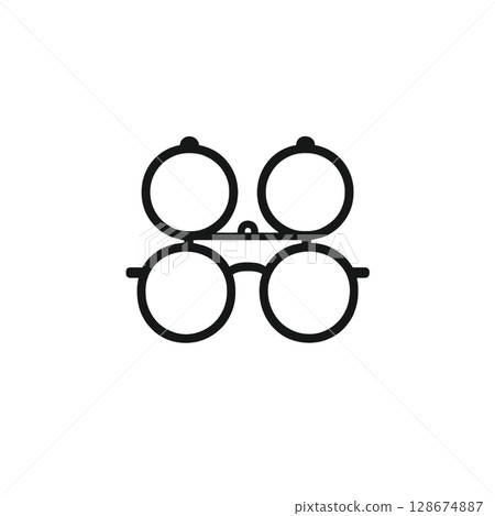 翻蓋式眼鏡線圖標，插圖，UI，材質，無背景，時尚 128674887