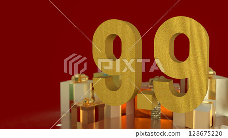 The Gift box and Number for 9.9 promotion or business concept 3d Rendering. The Gift box and Number for 9.9 promotion or business concept 3d Rendering. 128675220