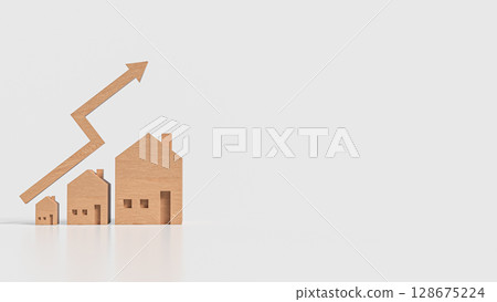 The House and Arrow up for Business concept 3d Rendering. The House and Arrow up for Business concept 3d Rendering. 128675224