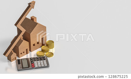 The House and Arrow up for Business concept 3d Rendering. The House and Arrow up for Business concept 3d Rendering. 128675225